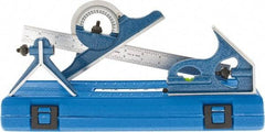 SPI - 4 Piece, 12" Combination Square Set - 1/16, 1/32, 1/64 & 1/8" (4R) Graduation, Hardened Steel Blade, Cast Iron Center, Protractor & Square Head - Benchmark Tooling