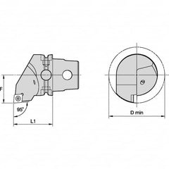 Kennametal - Insert Style CC.., 40mm Head Length, Left Hand Cut, Internal Modular Threading Cutting Unit Head - System Size KM40TS, 27mm Center to Cutting Edge, Series S-Clamping - Benchmark Tooling