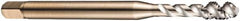 DORMER - M5x0.80 Metric Coarse 3 Flute 6H Bottoming Spiral Flute Tap - Cobalt, Bright Finish, 70mm OAL, Right Hand Flute, Right Hand Thread, Series EX006H - Exact Industrial Supply