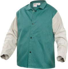 PRO-SAFE - Size M Flame Resistant/Retardant Jacket - Green, Gray, Cotton, Snaps Closure, 38 to 40" Chest - Benchmark Tooling