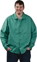 PRO-SAFE - Size XL Flame Resistant/Retardant Jacket - Green, Cotton, Snaps Closure, 46 to 48" Chest - Benchmark Tooling