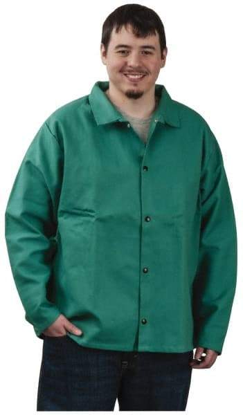 PRO-SAFE - Size M Flame Resistant/Retardant Jacket - Green, Cotton, Snaps Closure, 38 to 40" Chest - Benchmark Tooling