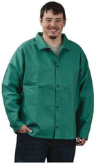 PRO-SAFE - Size M Flame Resistant/Retardant Jacket - Green, Cotton, Snaps Closure, 38 to 40" Chest - Benchmark Tooling
