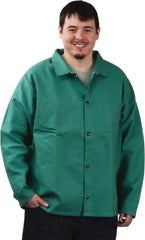 PRO-SAFE - Size M Flame Resistant/Retardant Jacket - Green, Cotton, Snaps Closure, 38 to 40" Chest - Benchmark Tooling