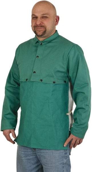 PRO-SAFE - Size XL, 46-48" Chest, Cape Sleeves & Bib - Cotton, 9 oz, Green - Benchmark Tooling