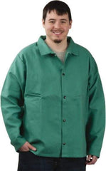 PRO-SAFE - Size L Flame Resistant/Retardant Jacket - Green, Cotton, Snaps Closure, 42 to 44" Chest - Benchmark Tooling
