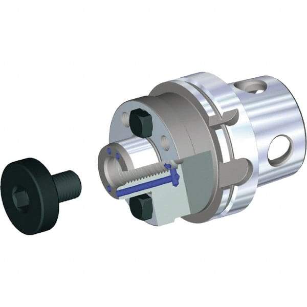 Kennametal - KM4X100 Modular Connection 2-1/2" Pilot Diam Shell Mill Holder - 4" Flange to Nose End Projection, 4.88" Nose Diam, 5/8-11 Lock Screw, Through-Spindle Coolant - Exact Industrial Supply