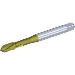 Kennametal - #8-32 UNC 2 Flute 2BX Plug Spiral Flute Tap - Powdered Metal, TiCN/TiN Finish, 63mm OAL, Left Hand Flute, Right Hand Thread, Series T620 - Exact Industrial Supply