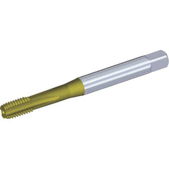 Kennametal - 3/8-24 UNF 3BX 4 Flute TiCN/TiN Finish Powdered Metal Straight Flute Machine Tap - Modified Bottoming, Right Hand Thread, 100mm OAL, 16mm Thread Length, Oversize, Through Coolant - Exact Industrial Supply