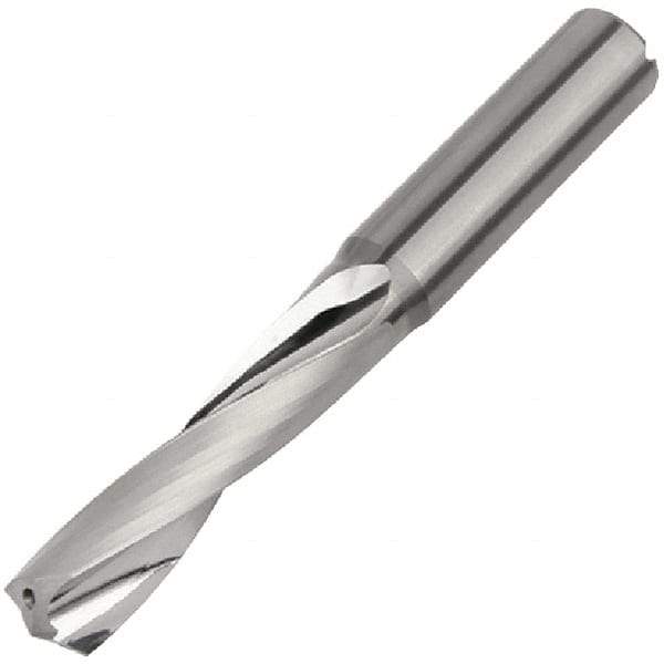 Kennametal - 5/16" 155° Solid Carbide Jobber Drill - Bright Finish, Right Hand Cut, Spiral Flute, Straight Shank, 79mm OAL, Standard Point - Benchmark Tooling