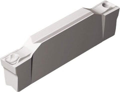 Sandvik Coromant - D2N123 GF Grade 525, 1.5mm Cutting Width Carbide Grooving Insert - 13.3mm Max Depth of Cut, Neutral, 0.1mm Corner Radius, Uncoated - Benchmark Tooling
