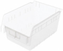 Akro-Mils - 11-5/8" Deep, Clear Polymer Hopper Shelf Bin - 6" High x 8-3/8" Wide x 11-5/8" Long - Benchmark Tooling