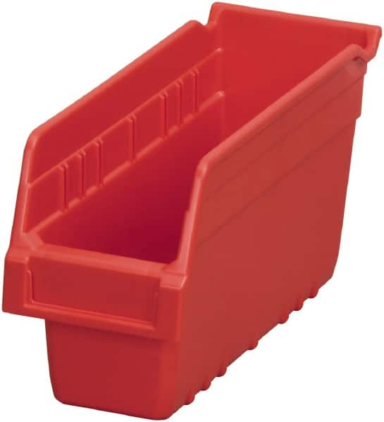 Akro-Mils - 11-5/8" Deep, Red Polymer Hopper Shelf Bin - 6" High x 4-1/8" Wide x 11-5/8" Long - Benchmark Tooling