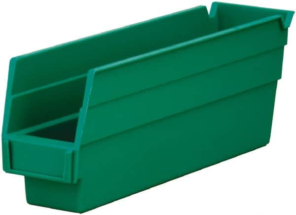 Akro-Mils - 54 Lb. Load Capacity, 11-5/8" Deep, Green Hopper Shelf Bin - 4" High x 2-3/4" Wide x 11-5/8" Long - Benchmark Tooling