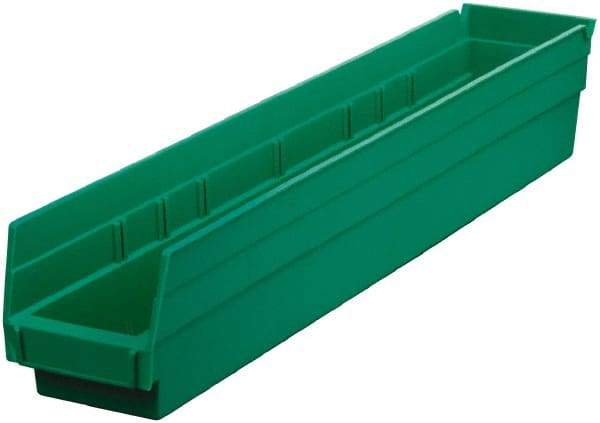 Akro-Mils - 199 Lb. Load Capacity, 23-5/8" Deep, Green Hopper Shelf Bin - 4" High x 4-1/8" Wide x 23-5/8" Long - Benchmark Tooling