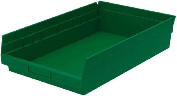 Akro-Mils - 292 Lb. Load Capacity, 17-7/8" Deep, Green Hopper Shelf Bin - 4" High x 11-1/8" Wide x 17-7/8" Long - Benchmark Tooling