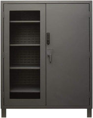 Durham - 4 Shelf Locking Storage Cabinet - Steel, 60" Wide x 24" Deep x 78" High, Gray - Benchmark Tooling