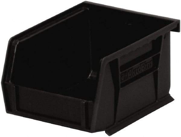 Akro-Mils - 10 Lb. Load Capacity, 5-3/8" Deep, Black Polymer Hopper Stacking Bin - 3" High x 4-1/8" Wide x 5-3/8" Long - Benchmark Tooling