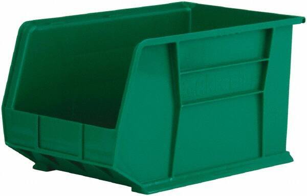 Akro-Mils - 60 Lb. Load Capacity, 18" Deep, Green Polymer Hopper Stacking Bin - 10" High x 11" Wide x 18" Long - Benchmark Tooling