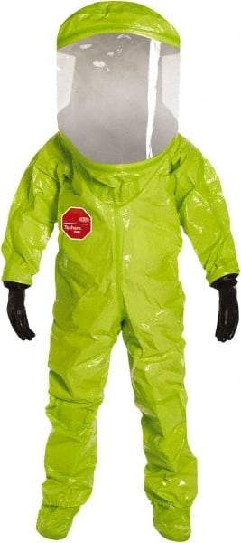 Dupont - Size 3XL, High Visibility Lime, Chemical, Disposable Encapsulated Suit - Attached Hood, Elastic Ankle, Elastic Wrist - Benchmark Tooling