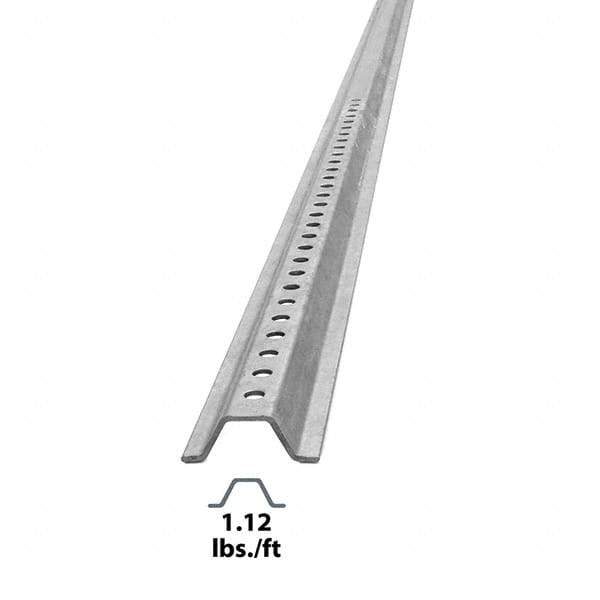 Nucor - 8' High, Galvanized Traffic Sign Post - Steel, 3/8" Hole Diam, Silver - Benchmark Tooling