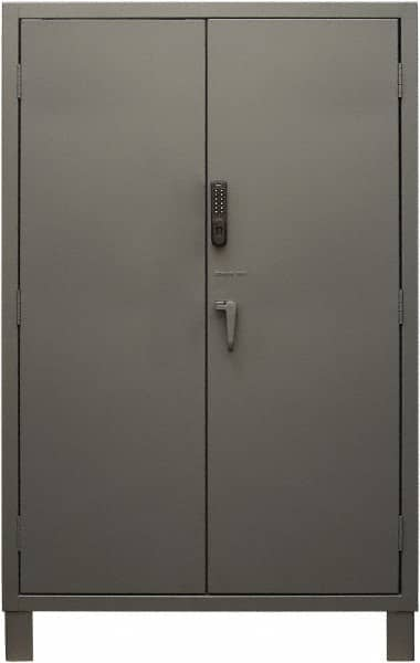 Durham - 4 Shelf Locking Storage Cabinet - Steel, 48" Wide x 24" Deep x 78" High, Gray - Benchmark Tooling