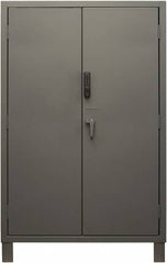 Durham - 4 Shelf Locking Storage Cabinet - Steel, 48" Wide x 24" Deep x 78" High, Gray - Benchmark Tooling