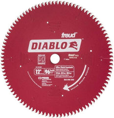 Freud - 12" Diam, 1" Arbor Hole Diam, 96 Tooth Wet & Dry Cut Saw Blade - Carbide-Tipped, Standard Round Arbor - Benchmark Tooling