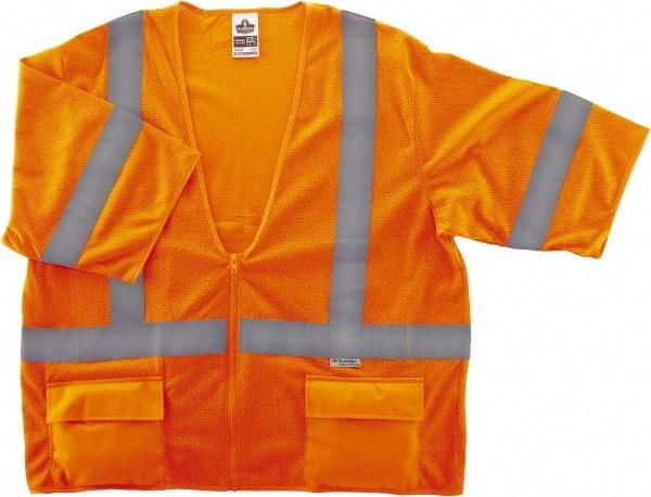 Ergodyne - Size L/XL High Visibility Orange Mesh General Purpose Vest - 44 to 52" Chest, ANSI/ISEA 107, Zipper Closure, 3 Pockets, Polyester - Benchmark Tooling