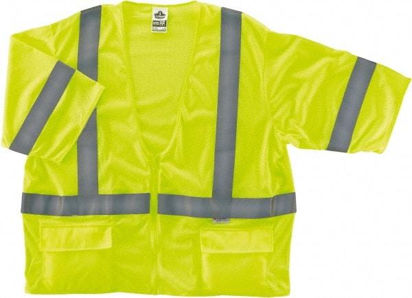 Ergodyne - Size S/M High Visibility Lime Mesh General Purpose Vest - 36 to 44" Chest, ANSI/ISEA 107, Zipper Closure, 3 Pockets, Polyester - Benchmark Tooling