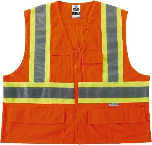 Ergodyne - Size L/XL High Visibility Orange Mesh General Purpose Vest - 44 to 52" Chest, Zipper Closure, Polyester - Benchmark Tooling