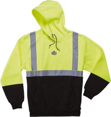 Ergodyne - Size 3XL Cold Weather & High Visibility Sweatshirt - Lime, Polyester, Pullover Closure - Benchmark Tooling