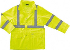 Ergodyne - Size 4XL Cold Weather & High Visibility Jacket - Lime, Polyester, Zipper, Snaps Closure - Benchmark Tooling