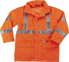 Ergodyne - Size 5XL High Visibility Jacket - Orange, Polyester, Zipper, Snaps Closure - Benchmark Tooling