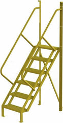 TRI-ARC - 102" 6 Step Configurable Crossover Ladder - 50° Incline, 1,000 Lb Capacity, 60" Platform Height, 30" Base Width x 52-1/2" Base Depth, Perforated Tread - Benchmark Tooling