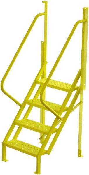 TRI-ARC - 82" 4 Step Configurable Crossover Ladder - 50° Incline, 1,000 Lb Capacity, 40" Platform Height, 30" Base Width x 35-1/2" Base Depth, Perforated Tread - Benchmark Tooling