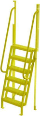 TRI-ARC - 102" 6 Step Configurable Crossover Ladder - 75° Incline, 1,000 Lb Capacity, 60" Platform Height, 30" Base Width x 25-1/2" Base Depth, Serrated - Benchmark Tooling