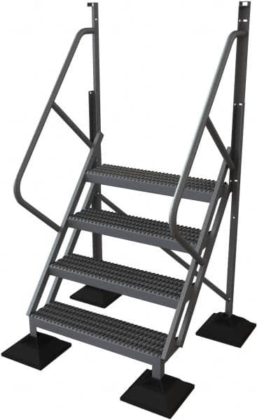 TRI-ARC - 82" 4 Step Configurable Rooftop Ladder - 50° Incline, 500 Lb Capacity, 40" Platform Height, 52-3/4" Base Width x 40" Base Depth, Serrated - Benchmark Tooling