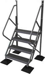 TRI-ARC - 82" 4 Step Configurable Rooftop Ladder - 50° Incline, 500 Lb Capacity, 40" Platform Height, 52-3/4" Base Width x 40" Base Depth, Serrated - Benchmark Tooling