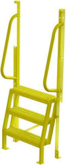 TRI-ARC - 72" 3 Step Configurable Crossover Ladder - 75° Incline, 1,000 Lb Capacity, 30" Platform Height, 30" Base Width x 18" Base Depth, Serrated - Benchmark Tooling