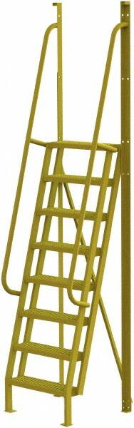 TRI-ARC - 122" 8 Step Configurable Crossover Ladder - 75° Incline, 1,000 Lb Capacity, 80" Platform Height, 30" Base Width x 30-1/2" Base Depth, Serrated - Benchmark Tooling