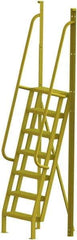 TRI-ARC - 112" 7 Step Configurable Crossover Ladder - 75° Incline, 1,000 Lb Capacity, 70" Platform Height, 30" Base Width x 28" Base Depth, Serrated - Benchmark Tooling