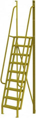 TRI-ARC - 132" 9 Step Configurable Crossover Ladder - 75° Incline, 1,000 Lb Capacity, 90" Platform Height, 30" Base Width x 33" Base Depth, Perforated Tread - Benchmark Tooling