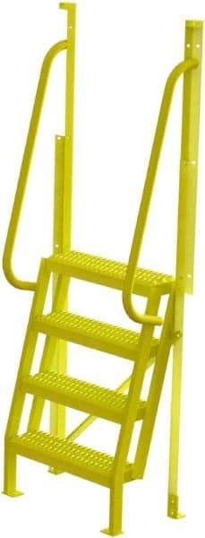 TRI-ARC - 82" 4 Step Configurable Crossover Ladder - 75° Incline, 1,000 Lb Capacity, 40" Platform Height, 30" Base Width x 20-1/2" Base Depth, Serrated - Benchmark Tooling