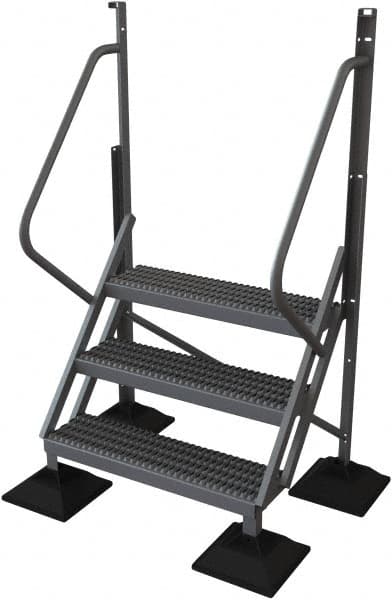 TRI-ARC - 72" 3 Step Configurable Rooftop Ladder - 50° Incline, 500 Lb Capacity, 30" Platform Height, 52-3/4" Base Width x 30" Base Depth, Serrated - Benchmark Tooling