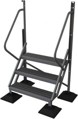 TRI-ARC - 72" 3 Step Configurable Rooftop Ladder - 50° Incline, 500 Lb Capacity, 30" Platform Height, 52-3/4" Base Width x 30" Base Depth, Serrated - Benchmark Tooling