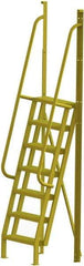 TRI-ARC - 112" 7 Step Configurable Crossover Ladder - 75° Incline, 1,000 Lb Capacity, 70" Platform Height, 30" Base Width x 28" Base Depth, Perforated Tread - Benchmark Tooling