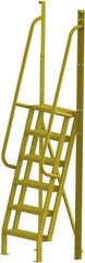 TRI-ARC - 102" 6 Step Configurable Crossover Ladder - 75° Incline, 1,000 Lb Capacity, 60" Platform Height, 30" Base Width x 25-1/2" Base Depth, Perforated Tread - Benchmark Tooling