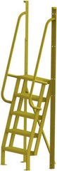 TRI-ARC - 92" 5 Step Configurable Crossover Ladder - 75° Incline, 1,000 Lb Capacity, 50" Platform Height, 30" Base Width x 23" Base Depth, Perforated Tread - Benchmark Tooling