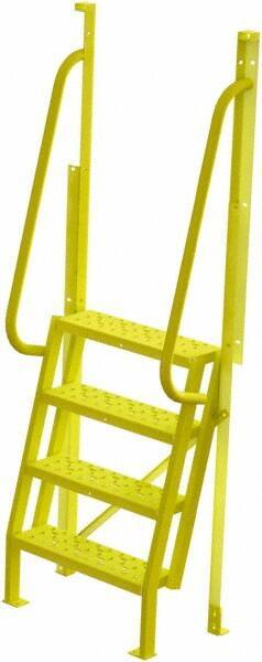 TRI-ARC - 82" 4 Step Configurable Crossover Ladder - 75° Incline, 1,000 Lb Capacity, 40" Platform Height, 30" Base Width x 20-1/2" Base Depth, Perforated Tread - Benchmark Tooling